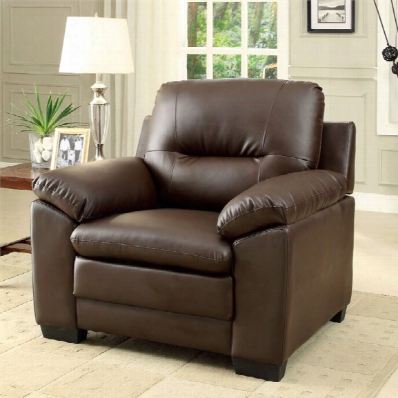 Furniture Of America Pallan Leather Accent Chair In Brown