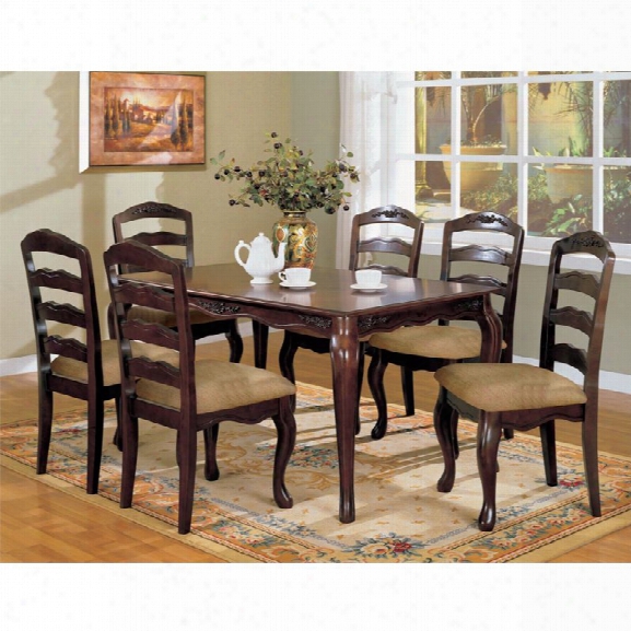 Furniture Of America Pienne 5 Piece Carved Dining Set In Dark Walnut