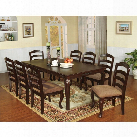 Furniture Of America Pienne 7 Piece Carved Dining Set In Dark Walnut