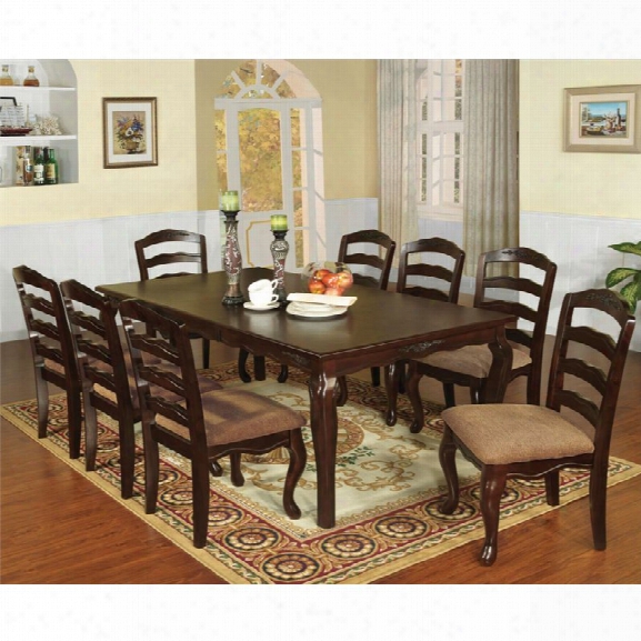 Furniture Of America Pienne 9 Piece Carved 78 Dining Set