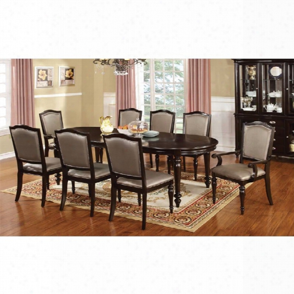 Furniture Of America Raab 9 Piece Dining Set In Dark Walnut