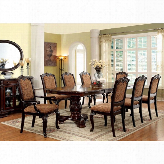 Furniture Of America Ramsaran 9 Extendable Pedestal Dining Set