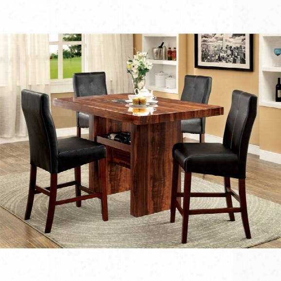 Furniture Of America Rosa 5 Piece Counter Height Dining Set In Cherry