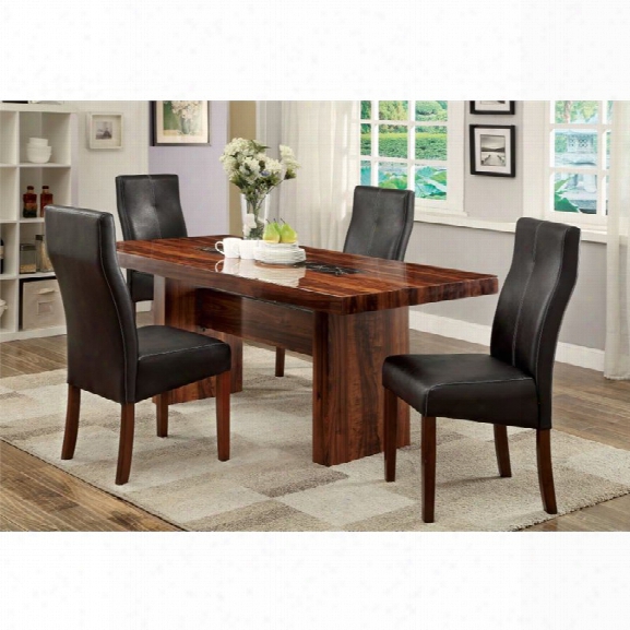 Furniture Of America Rosa 5 Piece Dining Set In Brown Cherry