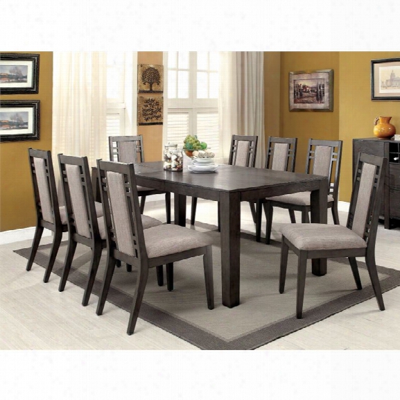 Furniture Of America Rutundid 9 Piece Extendable Dining Set In Gray