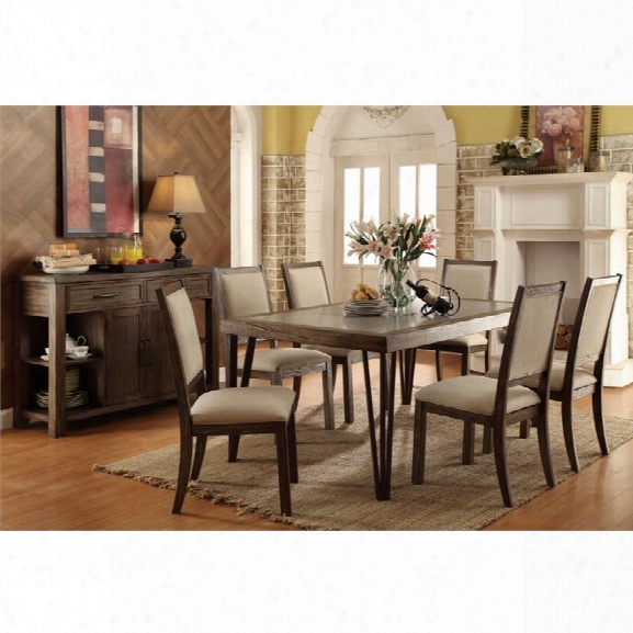 Furniture Of America Sibley 7 Piece Dining Set In Weathered Elm