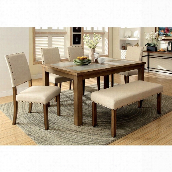 Furniture Of America Spier 6 Piece Dining Set In Natural Wood