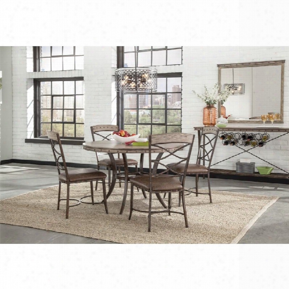 Hillsdale Emmons 5 Piece Round Dining Set In Washed Gray