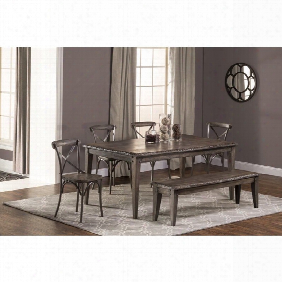 Hillsdale Lorient 6 Piece Dining Set In Washed Charcoal Gray