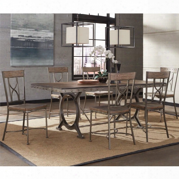 Hillsdale Paddock 7 Piece Dining Set In Brown Gray