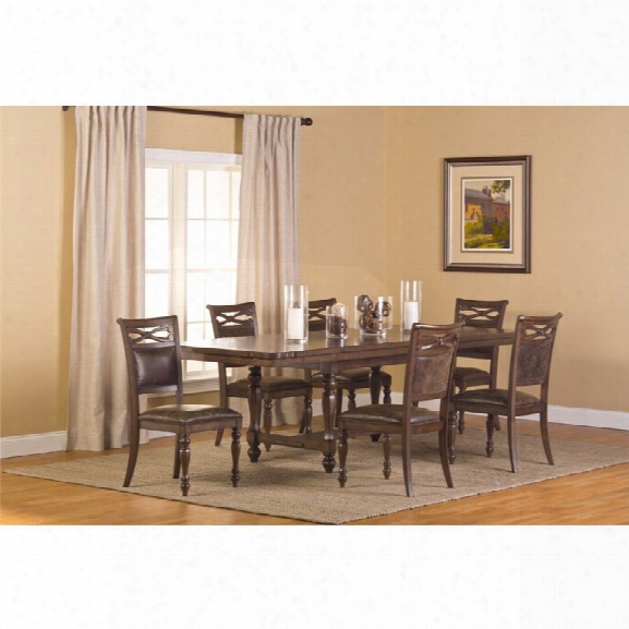 Hillsdale Seaton Springs 7 Piece Dining Set In Weathered Walnut