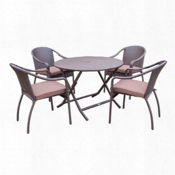 Jeco 5 Piece Wicker Table Dining Set In Brown