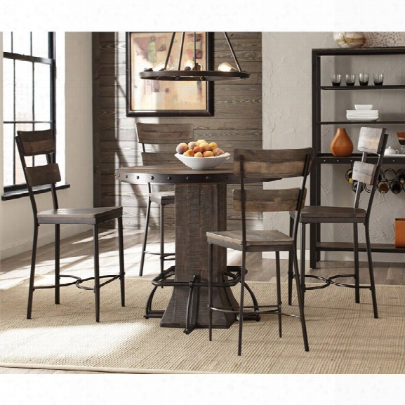 Jennings 5-piece Round Counter Height Dining Set With Non-swivel Counter Stools