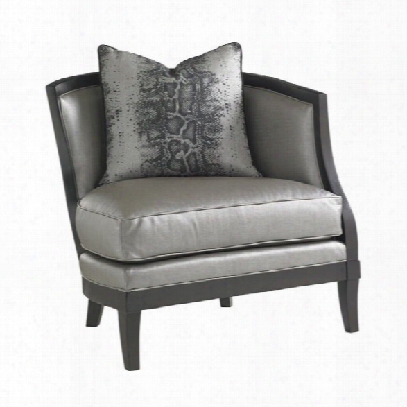 Lexington Carrera Garland Leather Right Arm Accent Chair In Greystone
