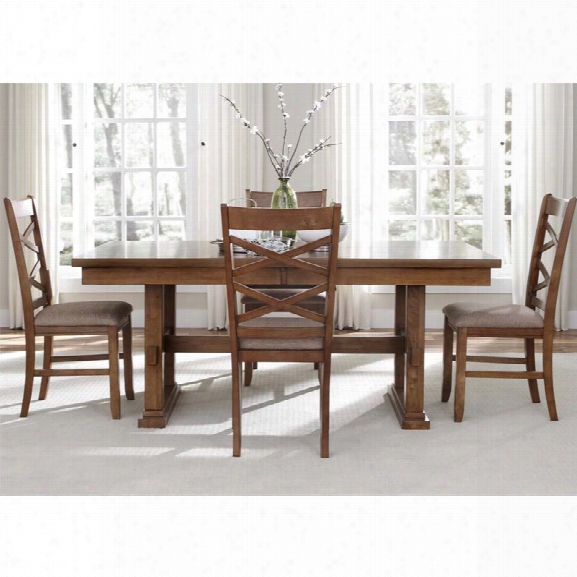 Liberty Furniture Bistro 5 Piece Trestle Dining Set In Honey