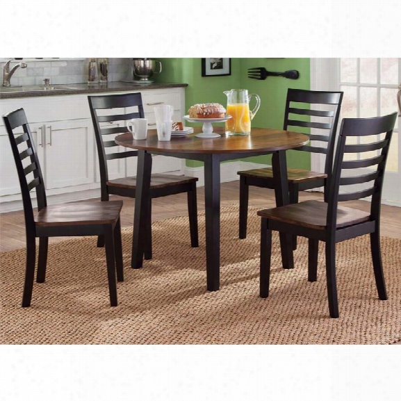 Liberty Furniture Cafe 5 Piece Round Dining Set In Black And Cherry