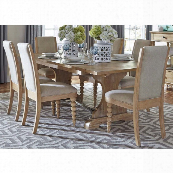 Liberty Furniture Harbor View 7 Piece Trestle Dining Set In Sand
