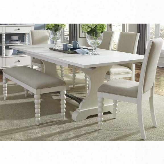Liberty Furniture Harbor View Ii 6 Piece Trestle Dining Set In Linen