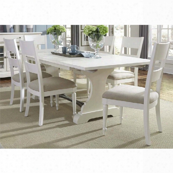 Liberty Furniture Harbor View Ii 7 Piece Trestle Dining Set In Linen