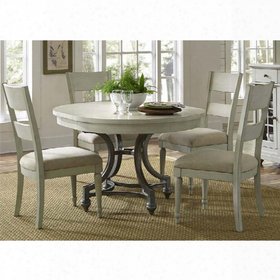 Liberty Furniture Harbor View Iii 5 Piece Round Dining Set In Gray