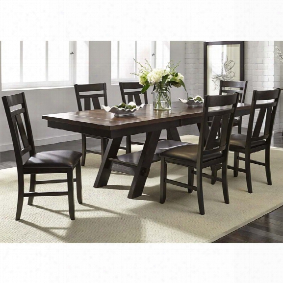 Liberty Furniture Lawson 7 Piece Dining Set In Light And Dark Espresso