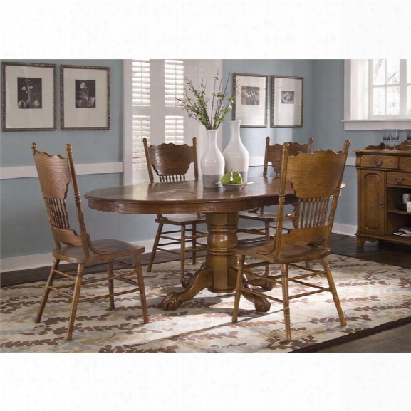 Liberty Furniture Nostalgia 5 Piece Pedestal Dining Set In Oak