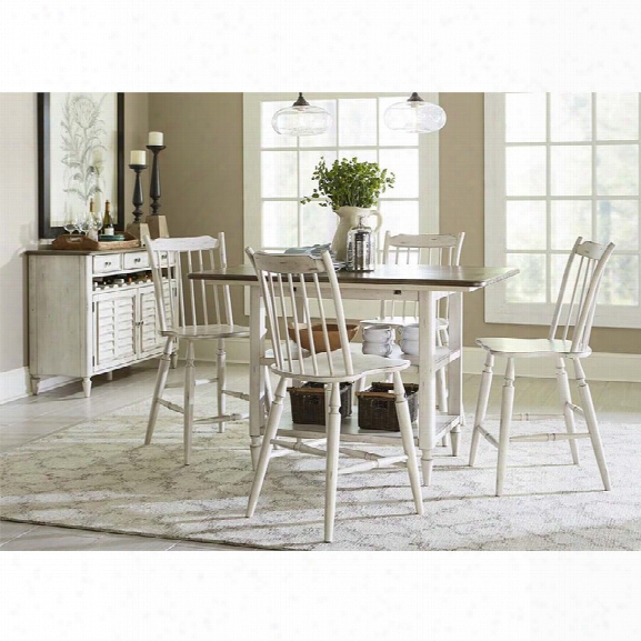 Liberty Furniture Oak Hill 5 Piece Counter Height Dining Set In White