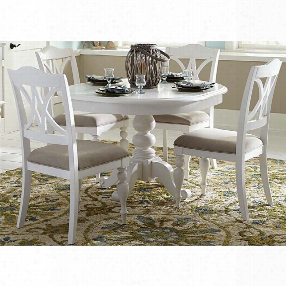 Liberty Furniture Summer House I 5 Piece Round Dining Set In White