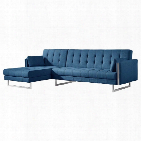 Moe's Palomino Left Facing Sleeper Sectional In Blue