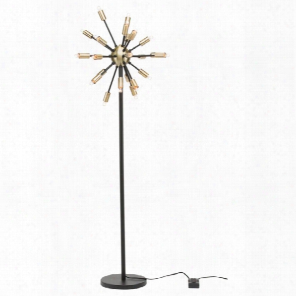 Nuevo Sputnik 24 Light Floor Lamp In Black And Antique Brass