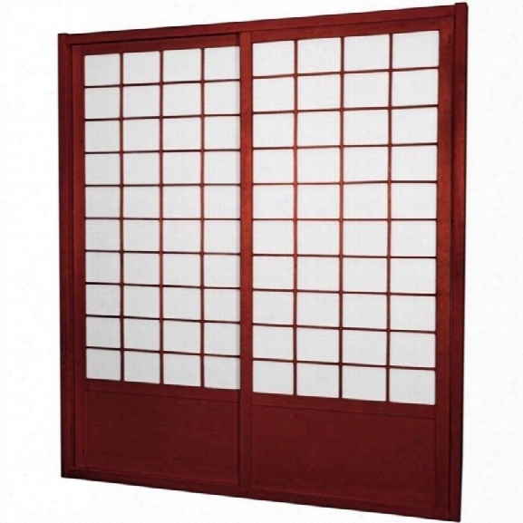 Oriental Furniture 7' Tall Zen Shoji Sliding Door Kit In Rosewood