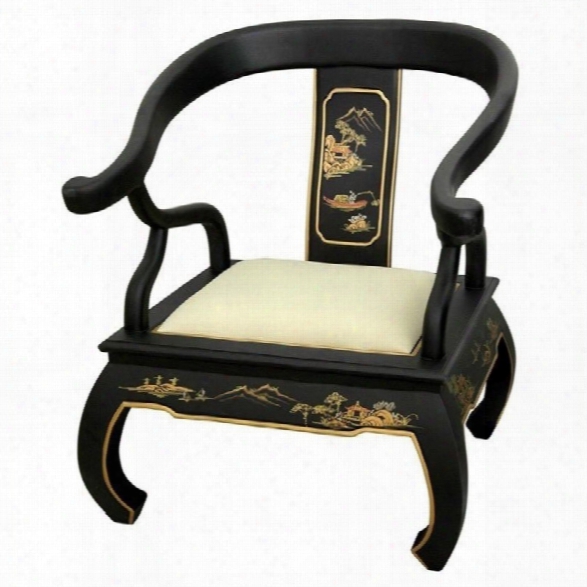 Oriental Furniture Landscape Ming Chair In Black