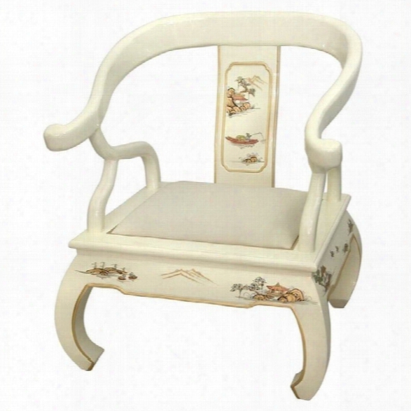 Oriental Furniture Landscape Ming Chair In White