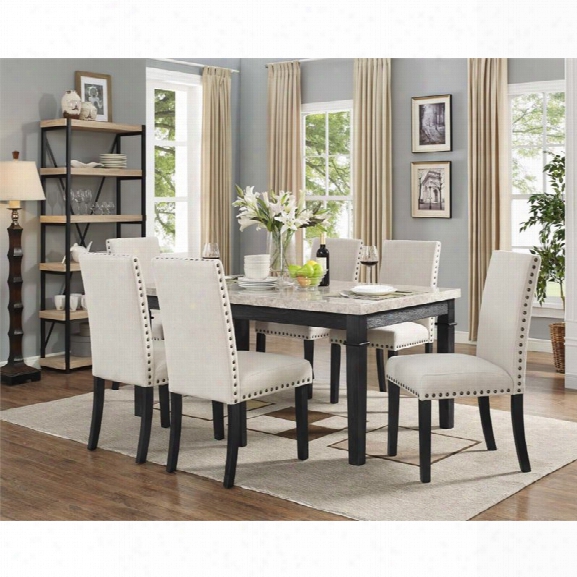 Picket House Furnishings Bradley 7 Piece Marble Top Dining Set