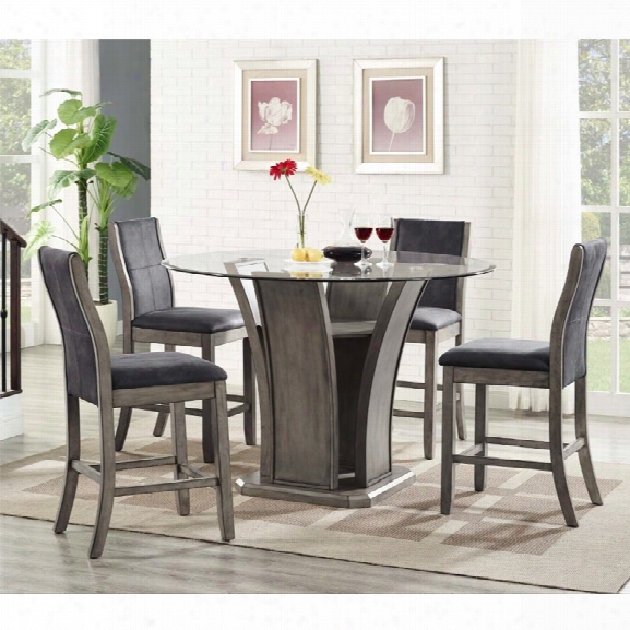 Picket House Furnishings Dylan 5 Piece Round Counter Height Dining Set