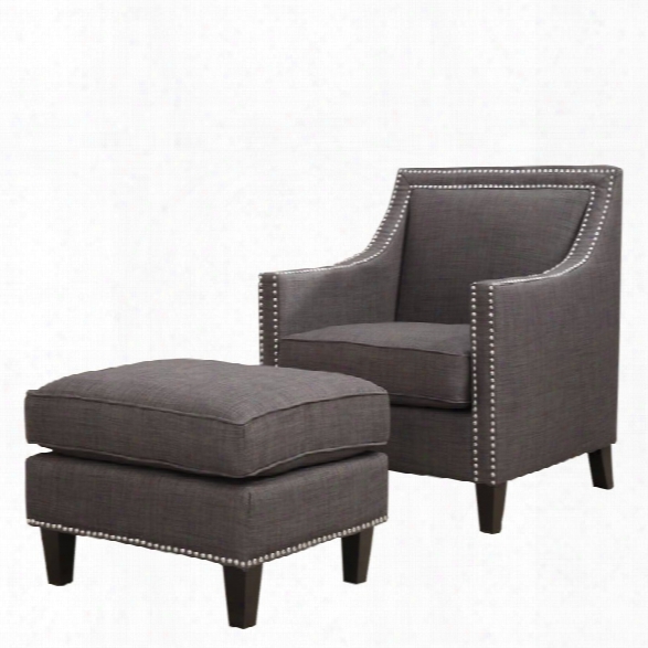 Picket House Furnishings Emery Chair With Ottoman In Charcoal