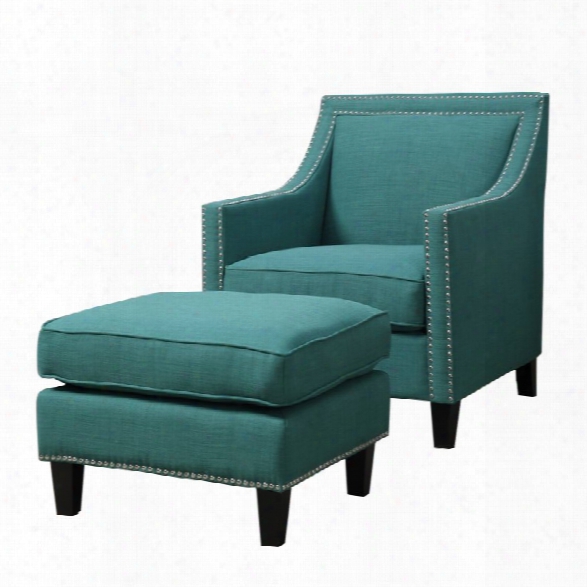 Picket House Furnishings Emery Chair With Ottoman In Teal