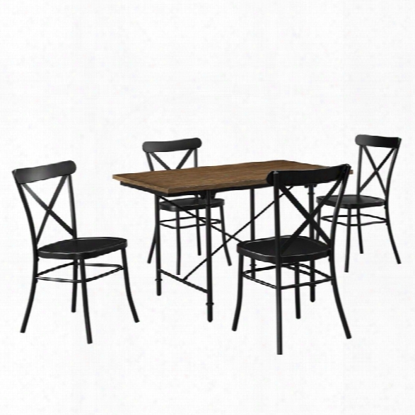 Pulaski 5 Piece Industrial Wood And Metal Dining Set In Multi