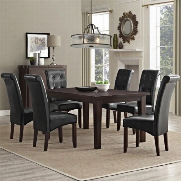 Simpli Home Cosmopolitan 7 Piece Dining Set In Black