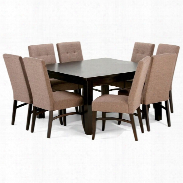 Simpli Home Ezra 9 Piece Square Dining Set In Fawn Brown