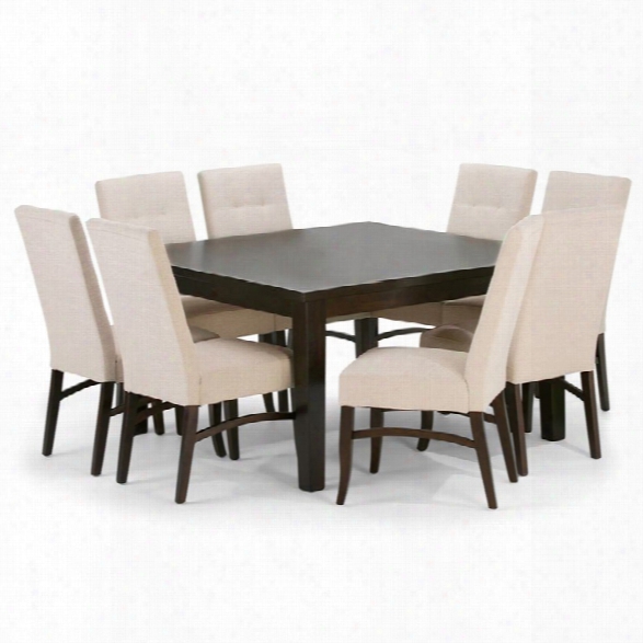 Simpli Home Ezra 9 Piece Square Dining Set In Natural