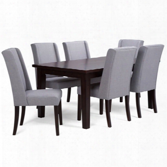 Simpli Home Sotherby 7 Piece Dining Set In Dove Gray