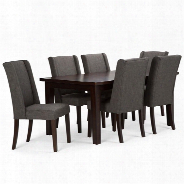 Simpli Home Sotherby 7 Piece Dining Set In Sl Ate Gray