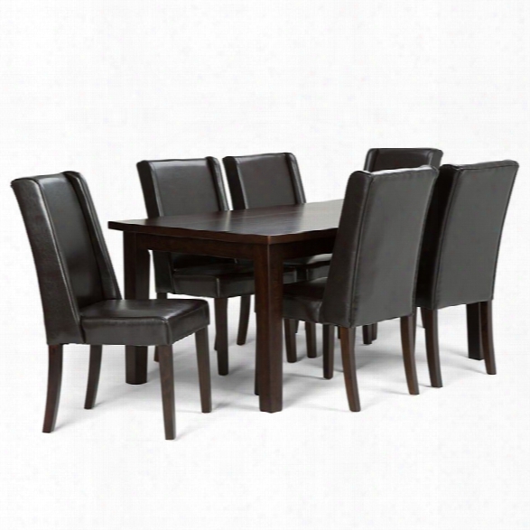 Simpli Home Sotherby 7 Piece Dining Set In Tanners Brown