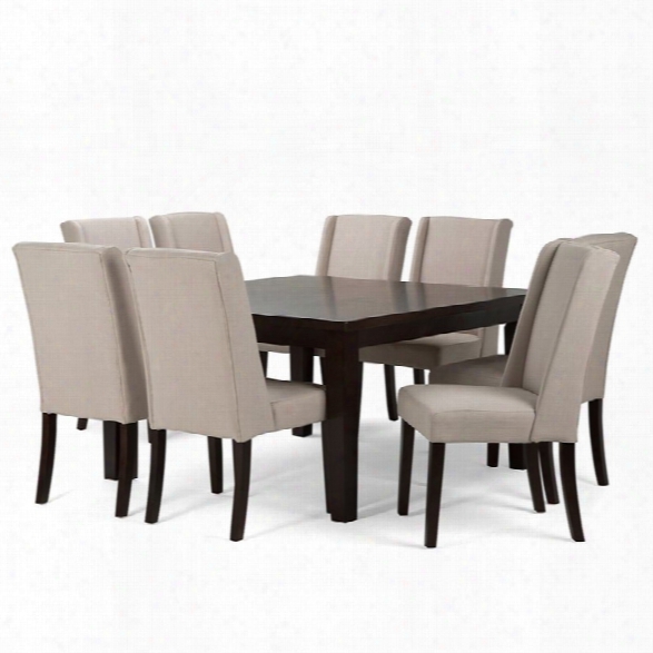 Simpli Home Sotherby 9 Piece Square Dining Set In Natural