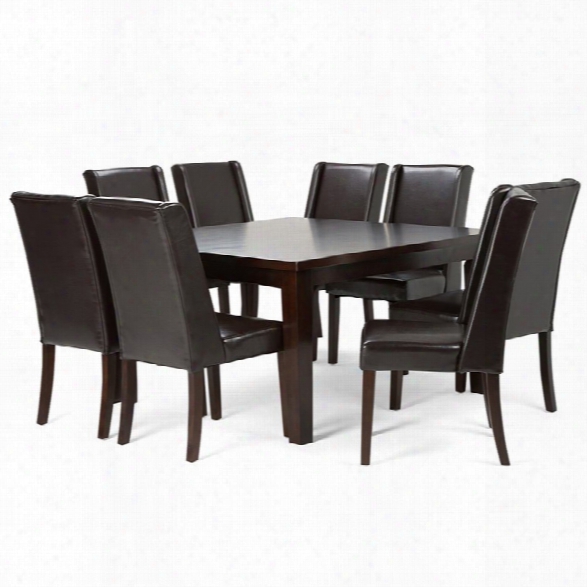 Simpli Home Sotherby 9 Piece Square Dining Set In Tanners Brown