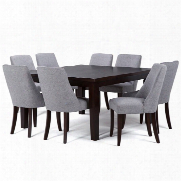 Simpli Home Walden 9 Piece Square Dining Set In Gray