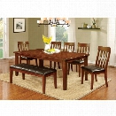 Furniture of America Claire Country 6 Piece Dining Set in Cherry