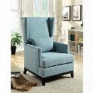 Furniture of America Norrell Linen Aerial Back Accent Chair in Blue