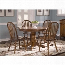 Liberty Furniture Nostalgia 5 Piece Round Dining Set in Medium Oak